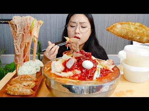 MUKBANG) 올해의 해장냉면🧊 냉면3 찐만두 튀김만두 먹방 Naengmyeon(Korean cold noodles) asmr eating