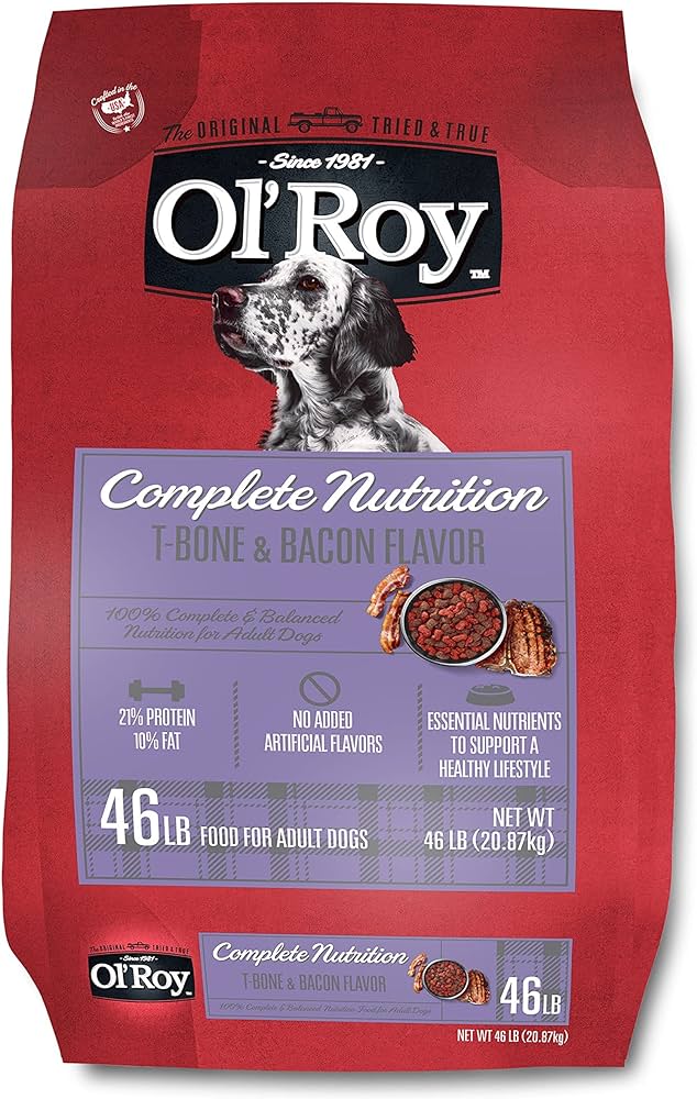 Amazon.Com: Ol' Roy Complete Nutrition T-Bone & Bacon Flavor Dry Dog Food,  46 Lb : Pet Supplies