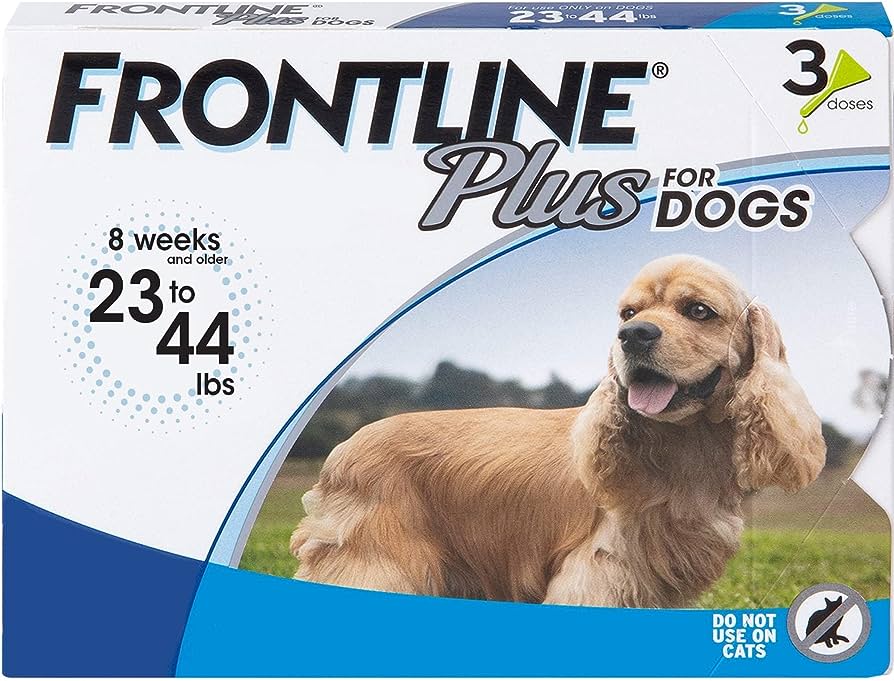 Amazon.Com : Frontline Plus Flea And Tick Treatment For Medium Dogs Up To  23 To 44 Lbs, 3 Treatments : Pet Flea And Tick Repellents : Pet Supplies
