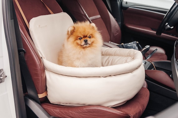 Dog Car Seat In Ivory Faux Leather Front & Rear Pet Booster - Etsy