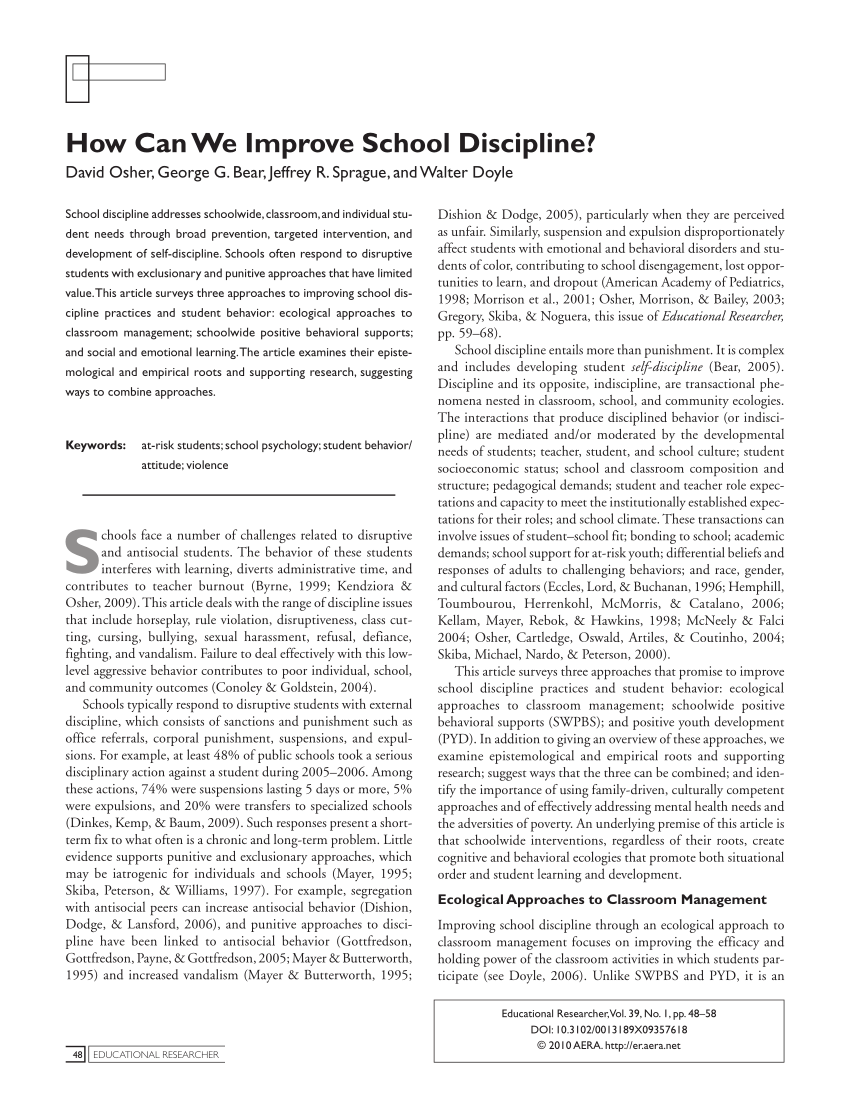 Pdf) How Can We Improve School Discipline?