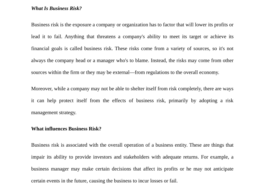 Pdf) The Impact Of Risk On Businesses